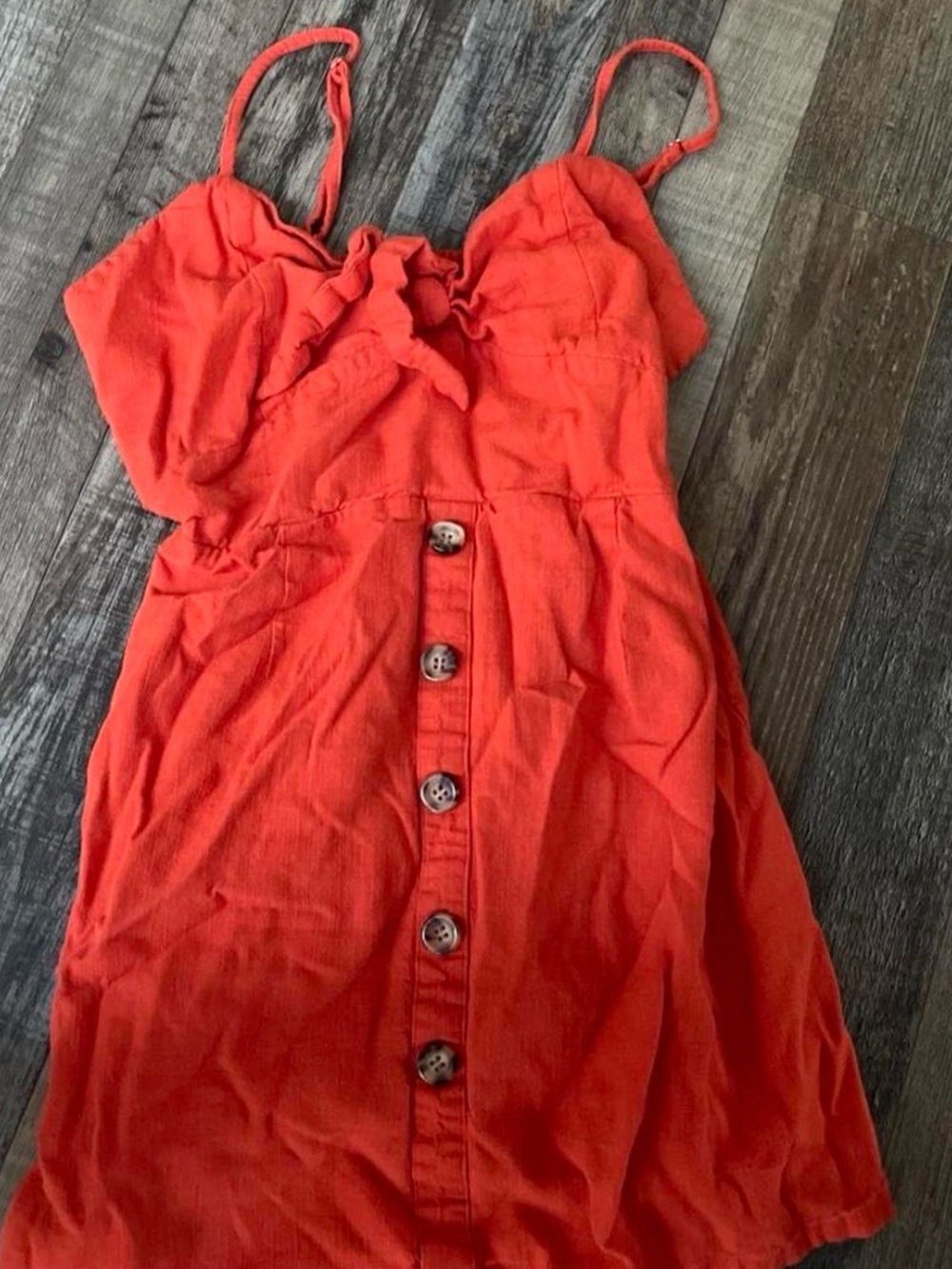 ASOS Coral-Orange Button-Front Spaghetti Strap Mini Dress